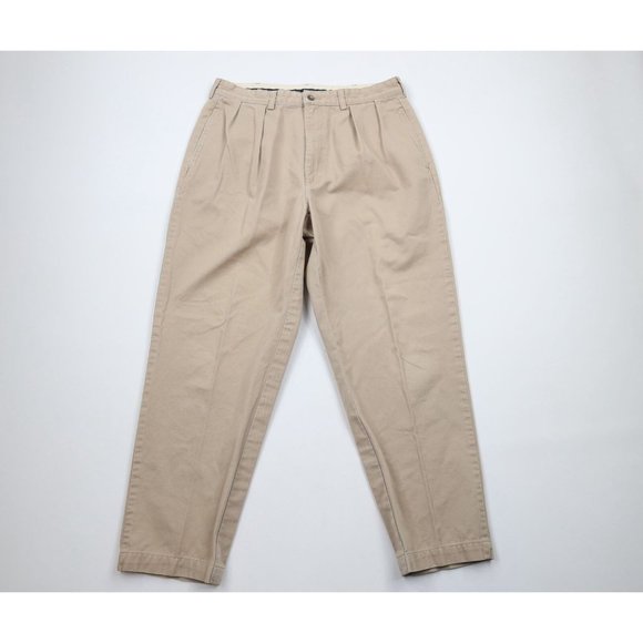 Pantalon Chino Vintage Brooks Brothers Country Club - Taille 34x29 - Soie Et Coton Beige - Années 90